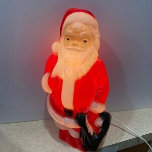 Vintage Light-Up Plastic Santa Decoration - Red and White